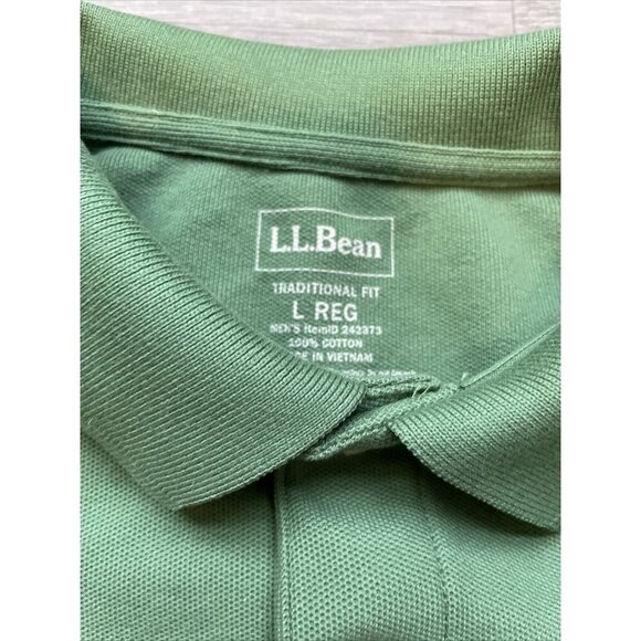 LL Bean Green Short Sleeve Polo‎ Shirt Mens L Reg Short Sleeve - Picture 2 of 3